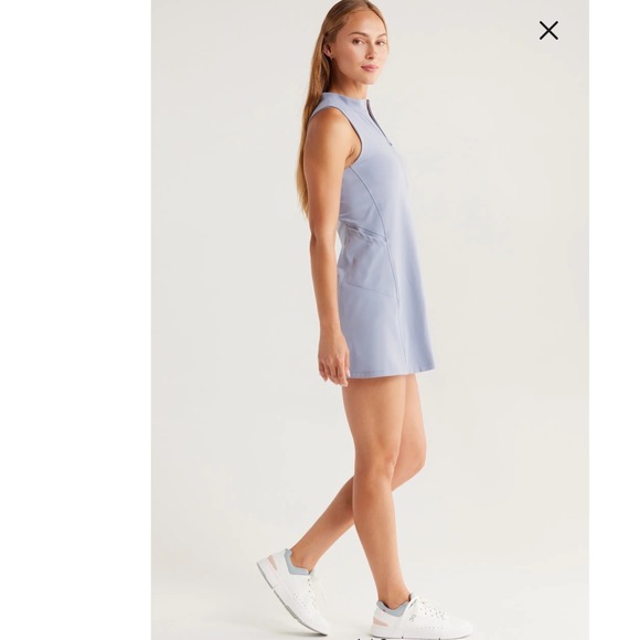 Zella Womens Blue Tempest Quarter Zip Athletic Tennis Golf Dress and Shorts Set - Picture 11 of 13